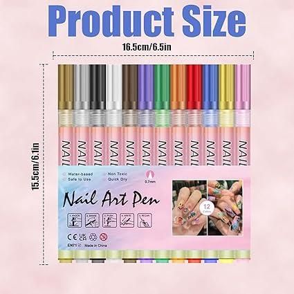 Nail Art Pens Set of 12 Colors
